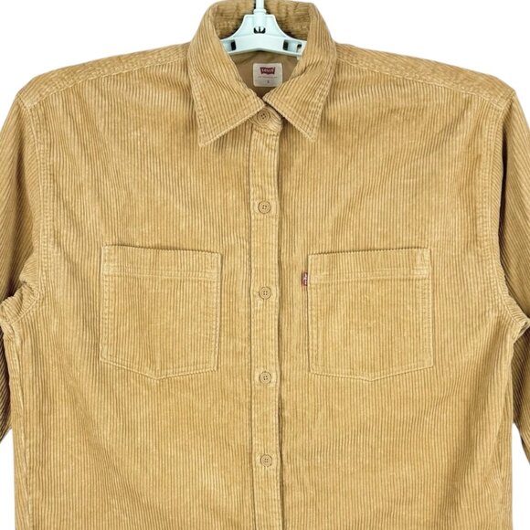 Levi's Women's Long Sleeve Relaxed Fit Button-Up Corduroy Tan Shirt Size Small - Picture 3 of 11